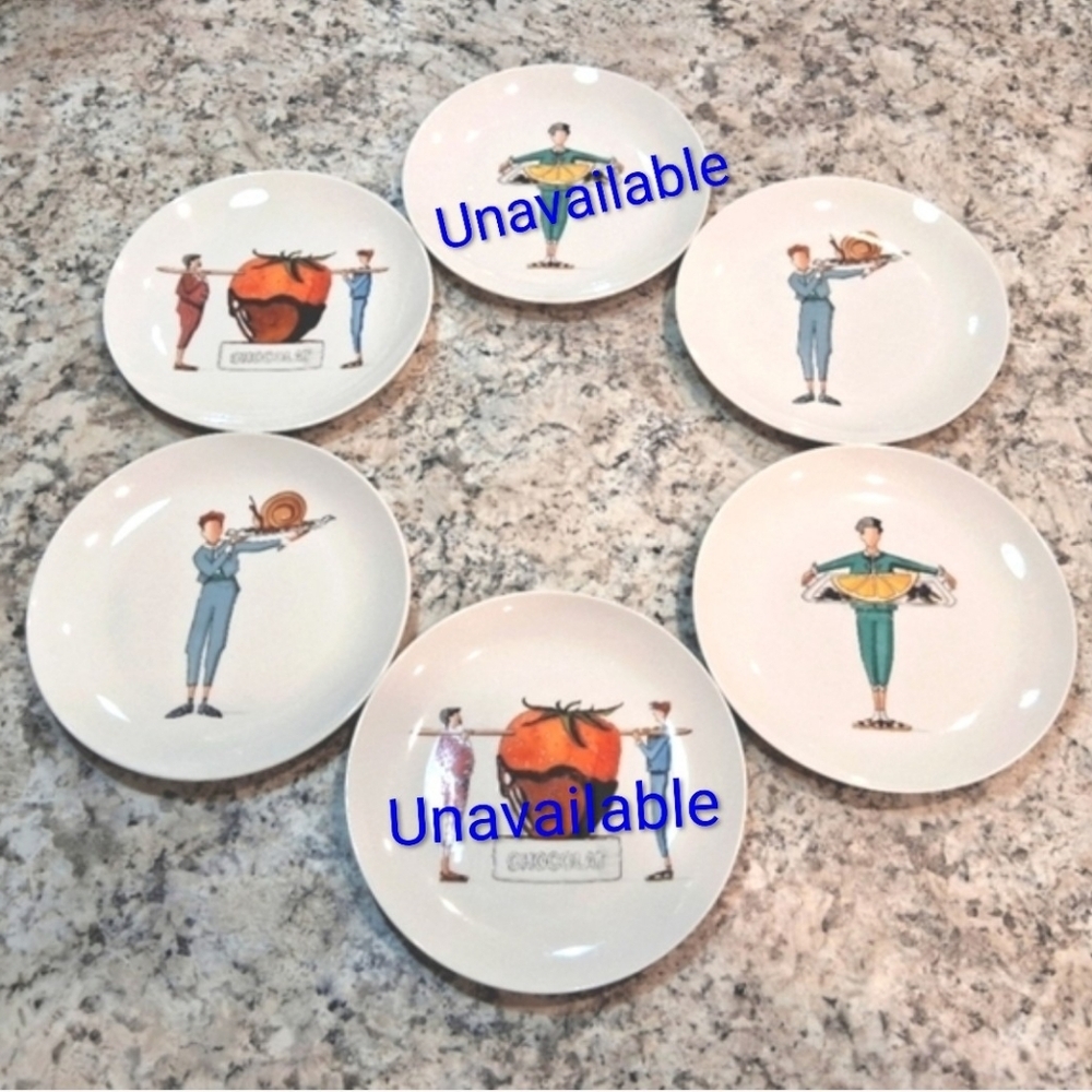 Vintage Cider House Plates French Chef Hors D'oeuvres Sandwich Salad 8"